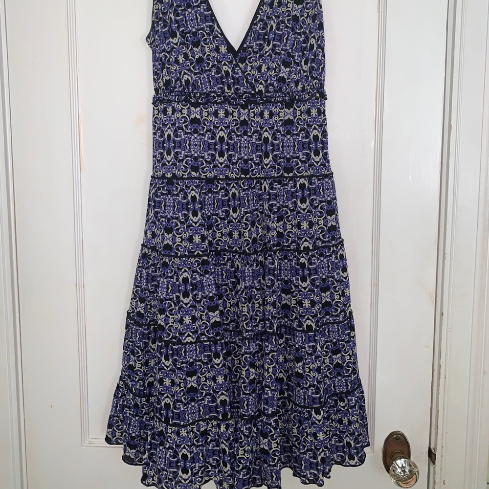 Blue and black midi dress